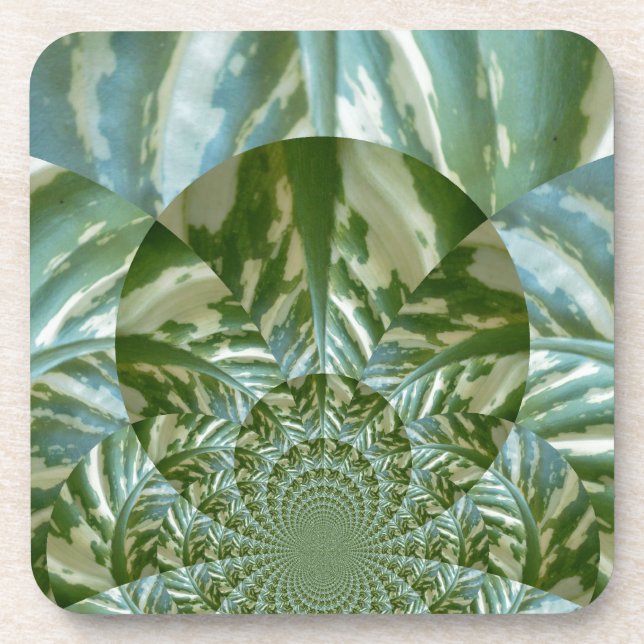 Eco Green Camo Kaleidoscope Art Print Design Coaster (Front)
