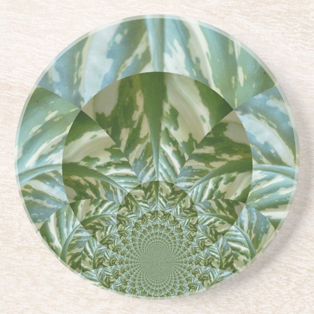 Eco Green Camo Kaleidoscope Art Print Design Coaster (Front)
