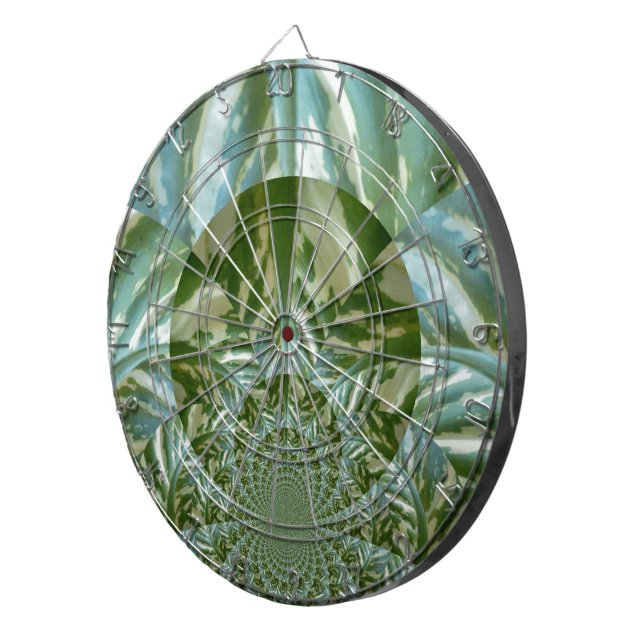 Eco Green Camo Kaleidoscope Art Print Design Dartboard (Front Right)