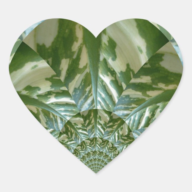 Eco Green Camo Kaleidoscope Art Print Design Heart Sticker (Front)