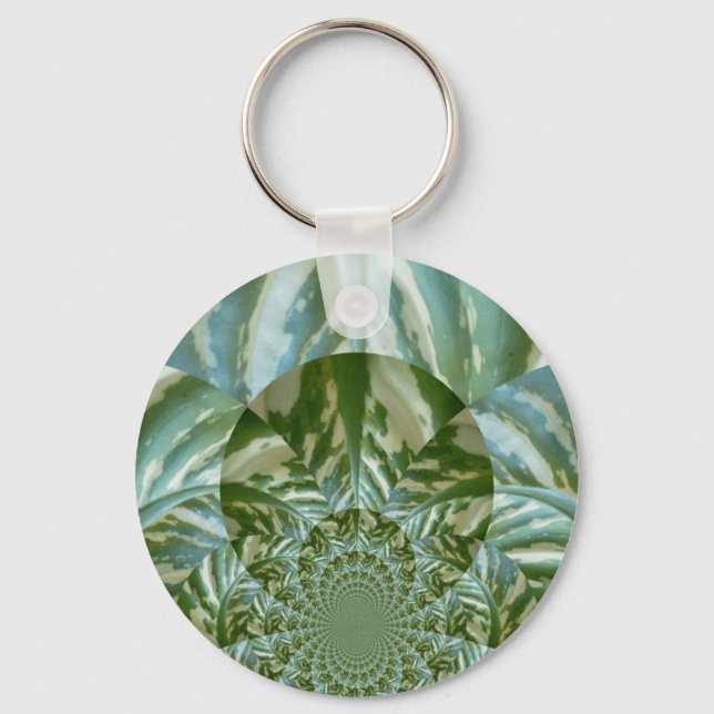 Eco Green Camo Kaleidoscope Art Print Design Key Ring (Front)
