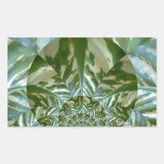 Eco Green Camo Kaleidoscope Art Print Design Rectangular Sticker (Front)