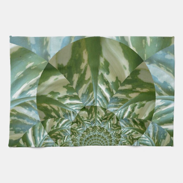 Eco Green Camo Kaleidoscope Art Print Design Tea Towel (Horizontal)
