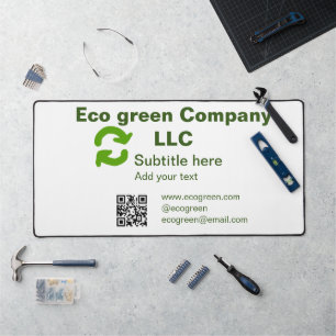 Eco green company name q r code website email deta desk mat