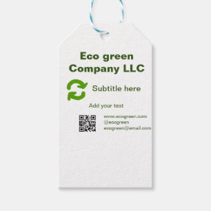 Eco green company name q r code website email deta gift tags
