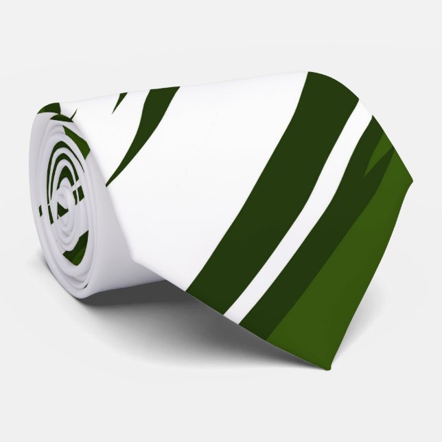 Eco Green & White Striped Abstract Pattern Tie (Rolled)