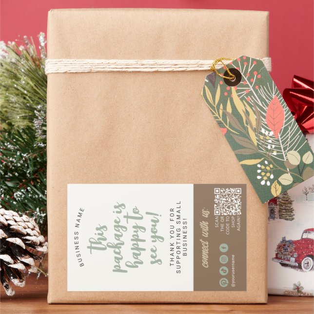 Eco Handmade Minimal Natural Sage Green Brown  Rectangular Sticker (Holiday)