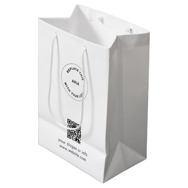 Eco Kraft Custom Logo & QR Gift Bag for Businesses (Front Angled)