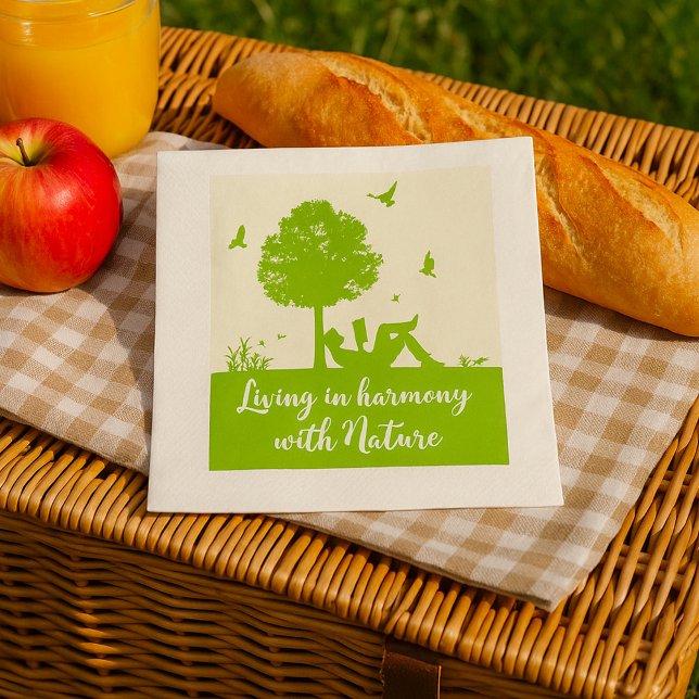 Eco Quote Living in Harmony with Nature Napkin (Creator Uploaded)