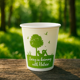 Eco Quote Living in Harmony with Nature Paper Cups