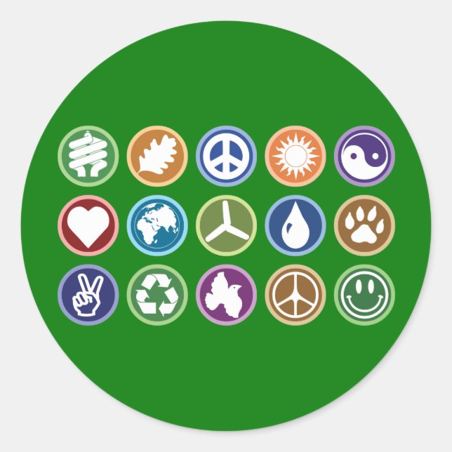 Eco Symbols Classic Round Sticker (Front)