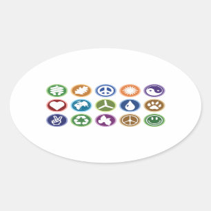 Eco Symbols Oval Sticker