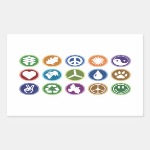 Eco Symbols Rectangular Sticker