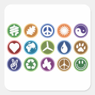 Eco Symbols Square Sticker