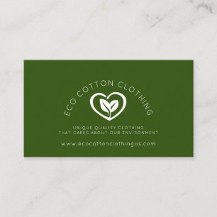 Eco two leaves heart logo environmental clothing business card
