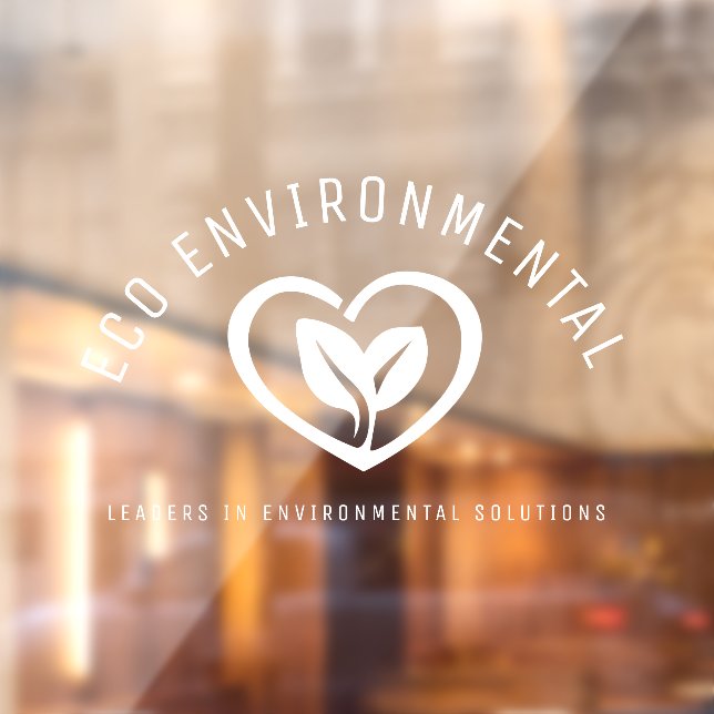 Eco two leaves heart logo white clothing business window cling (Sheet 2)