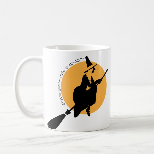 Eco-Witch, Save Gas—Ride a Broom Mug (Left)