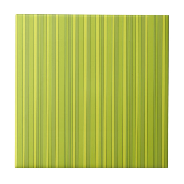 ECO yellow green Stripes pattern Tile (Front)