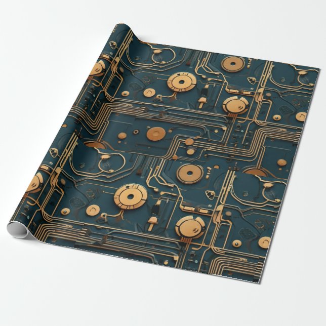 EcoFusion: Recycled Tech Wallpaper Wrapping Paper (Unrolled)