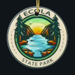 Ecola State Park Oregon Badge Ceramic Tree Decoration<br><div class="desc">Ecola State Park illustration in a badge style circle.</div>