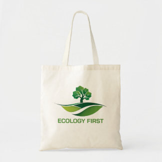 Ecology green tree world logo tote bag