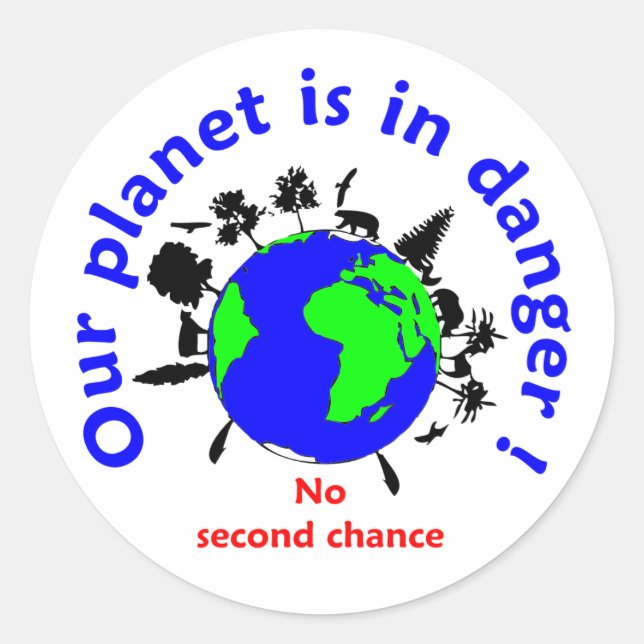 Ecology planet classic round sticker (Front)