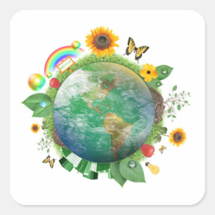 Ecology : recycle - square sticker