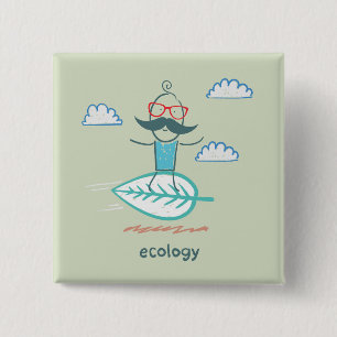 Ecology Surfer Sustainable Life Hipster 15 Cm Square Badge
