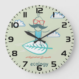Ecology Surfer Sustainable Life Hipster Large Clock