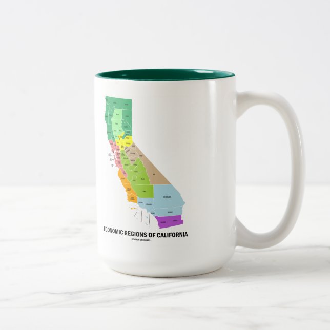 Economic Regions Of California (Map) Two-Tone Coffee Mug (Right)