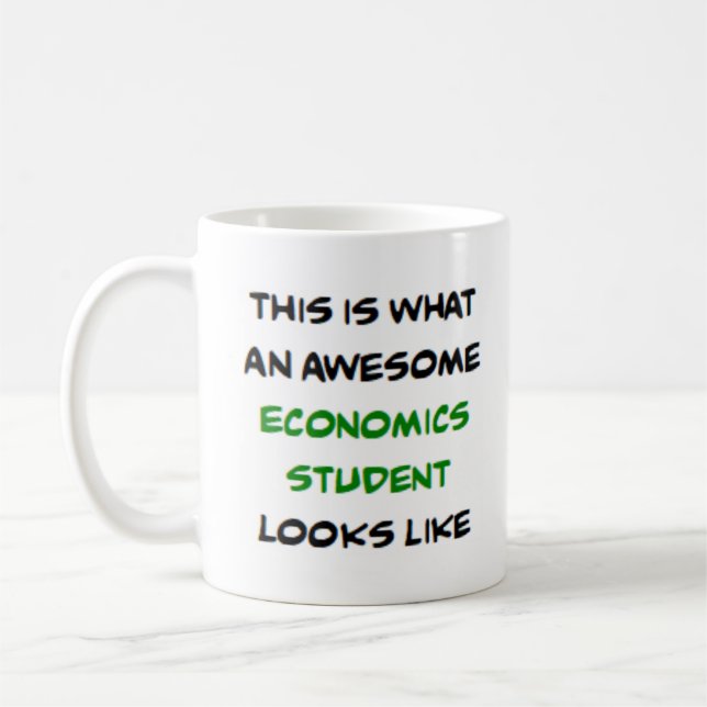 economics student, awesome coffee mug (Left)