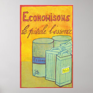 Économisons ~ Vintage French World War 1. Poster