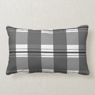 Ecossais scottish noir gris blanc black grey white lumbar cushion