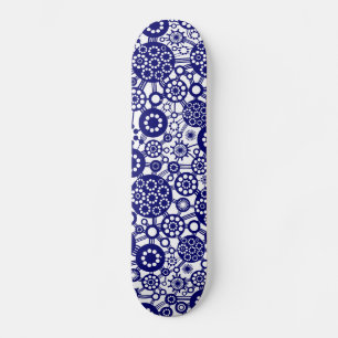Ecosystem - Deep Navy on White Skateboard