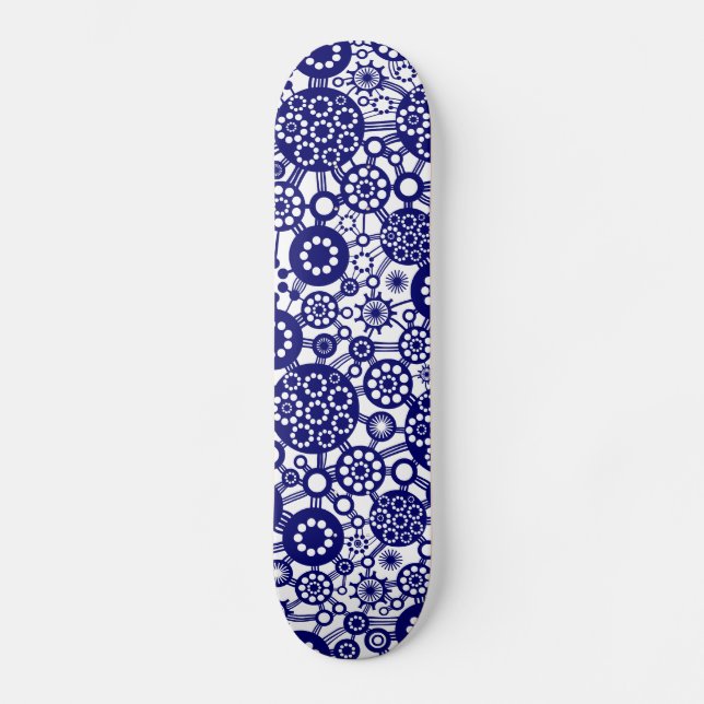 Ecosystem - Deep Navy on White Skateboard (Front)