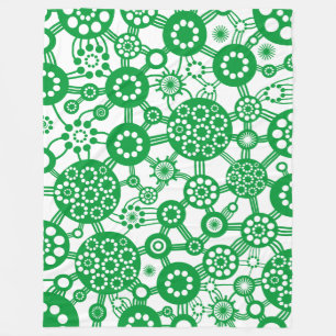 Ecosystem - Grass Green on White Fleece Blanket