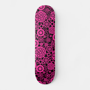 Ecosystem - Hot Pink on Black Skateboard