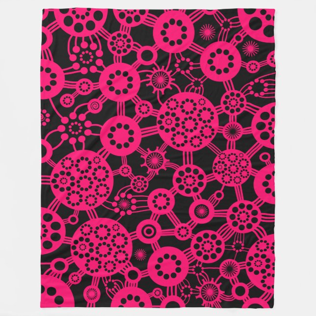 Ecosystem - Neon Red on Black Fleece Blanket (Front)