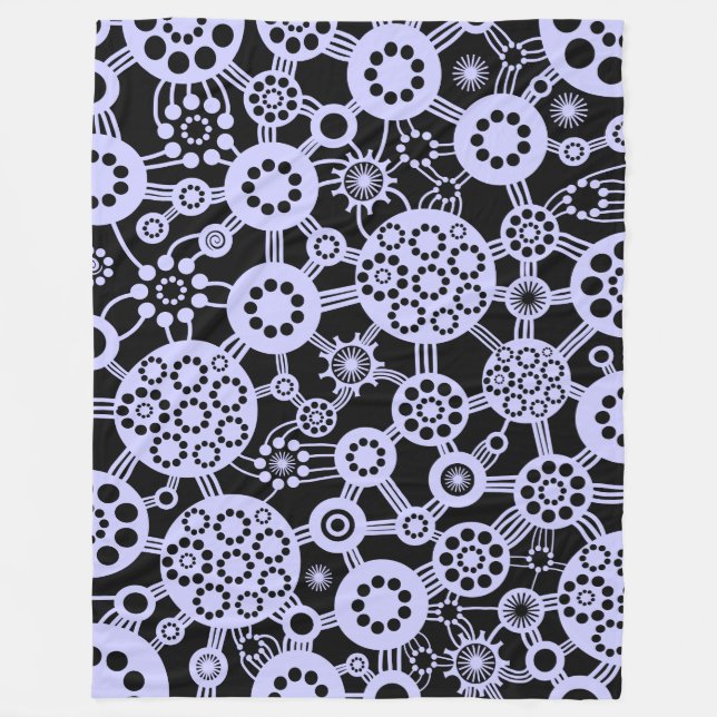 Ecosystem - Powder Blue on Black Fleece Blanket (Front)