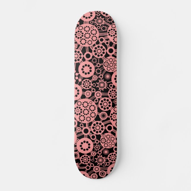 Ecosystem - Soft Pink on Black Skateboard (Front)
