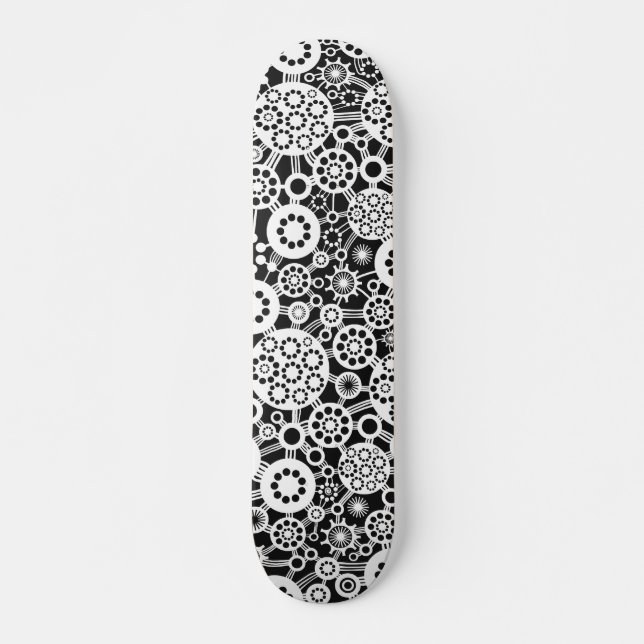 Ecosystem - White on Black Skateboard (Front)