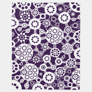 Ecosystem - White on Deep Purple 25003a Fleece Blanket