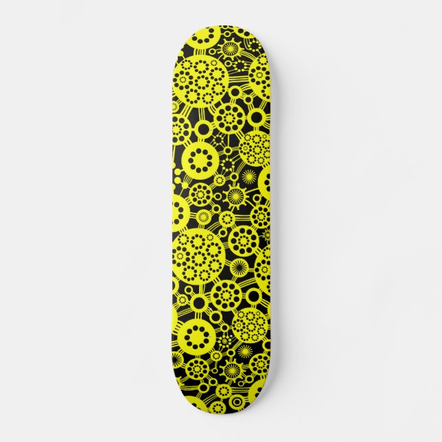 Ecosystem - Yellow on Black Skateboard (Front)
