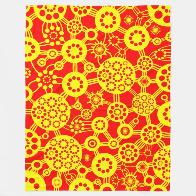 Ecosystem - Yellow on Red Fleece Blanket (Front)