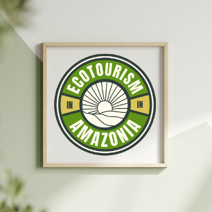 Ecotourism in Amazonia Rainforest Slow Travel Logo Poster