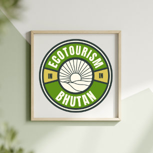 Ecotourism in Bhutan Himalaya Slow Travel Logo Poster
