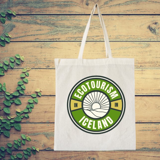 Ecotourism Nordic Iceland Green Slow Travel Logo Tote Bag (Creator Uploaded)