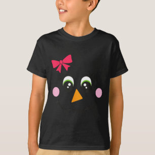 Ecrow Face Girl Eyelashes Bow Funny Halloween T-Shirt