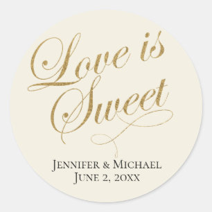 Ecru and Gold Love is Sweet Script Favour Tag