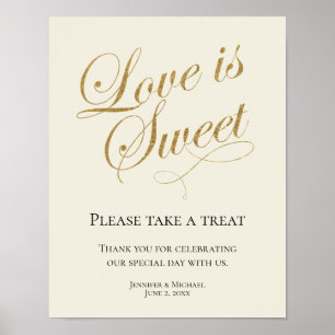 Ecru and Gold, Love is Sweet, Take a Treat Favour Poster
